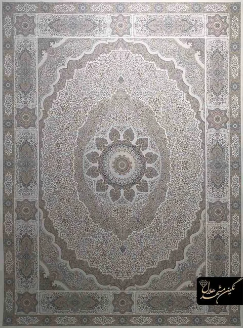 فرش 1200 شانه گل برجسته نقشه کرمان کد 7118 زمینه کرم