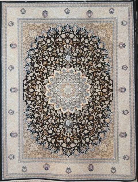 فرش 700 شانه گل برجسته نقشه مایسا زمینه سرمه ای