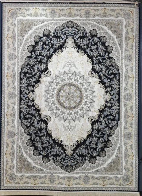 فرش 1500 شانه گل برجسته نقشه ساحل زمینه سرمه ای