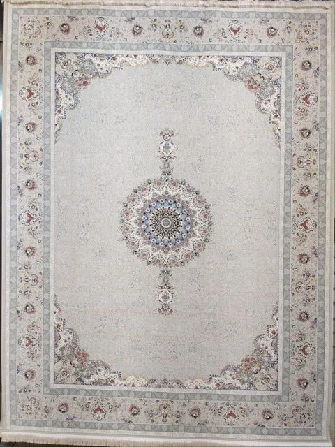 فرش 1500 شانه گل برجسته نقشه مانلی زمینه ترمه ای