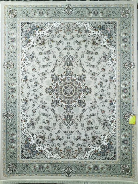 فرش 1500 شانه گل برجسته نقشه افسان زمینه نقره ای