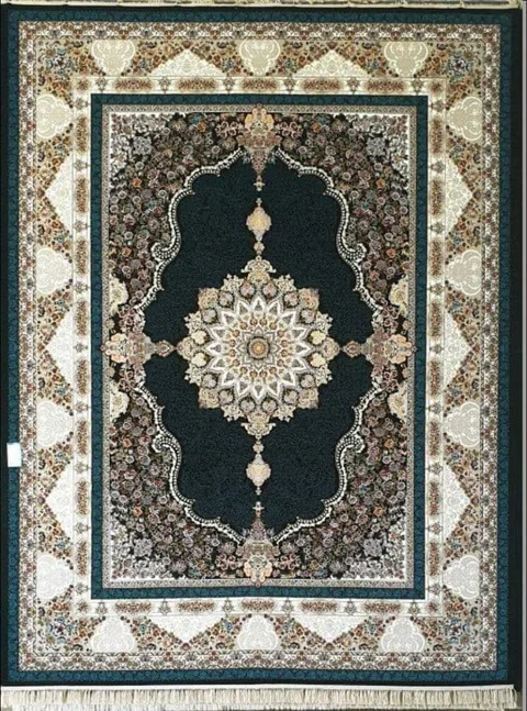 فرش 1000 شانه نقشه رادین زمینه سرمه ای