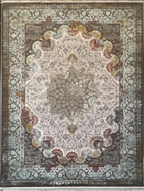 فرش 1200 شانه وینتیج برجسته کد 422 زمینه نقره ای