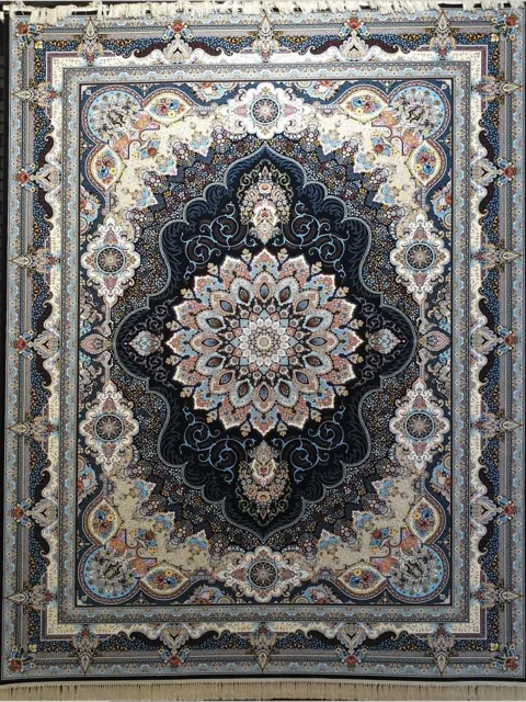 فرش 1200 شانه نقشه آریامهر زمینه سرمه ای
