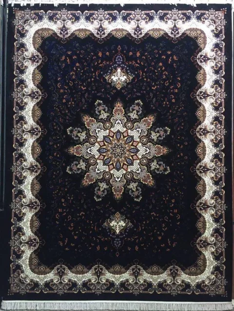 فرش 1000 شانه نقشه اروشا زمینه سرمه ای