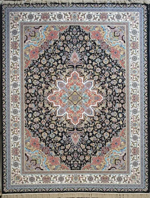 فرش 1200 شانه نقشه هریس زمینه سرمه ای