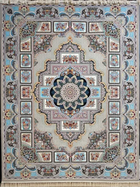 فرش 1200 شانه نقشه حوض نقره زمینه ترمه ای