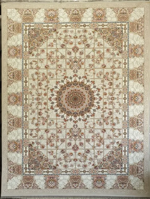 فرش 1200 شانه برجسته نقشه خشتی زمینه نقره ای