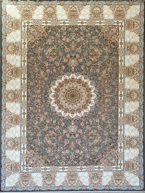 فرش 1200 شانه برجسته نقشه خشتی زمینه ذغالی