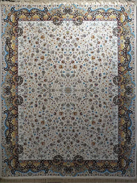 فرش 1200 شانه نقشه می گل زمینه کرم