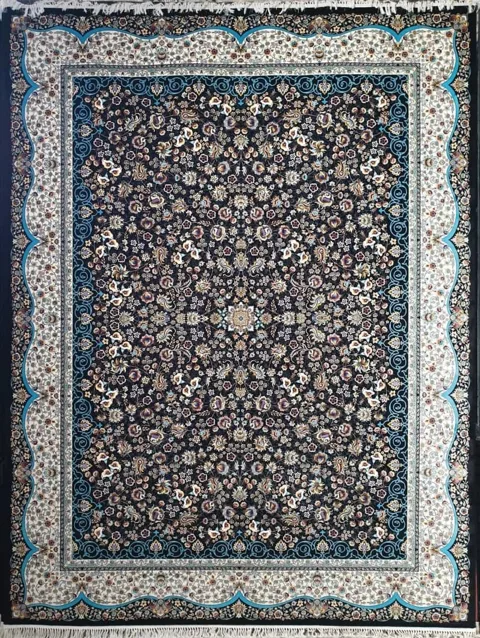 فرش 1000 شانه نقشه نوبهار زمینه سرمه ای