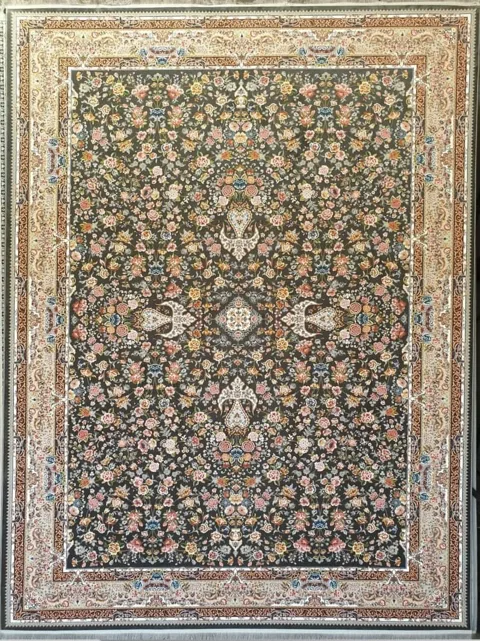 فرش 1200 شانه برجسته نقشه سعادت زمینه ذغالی