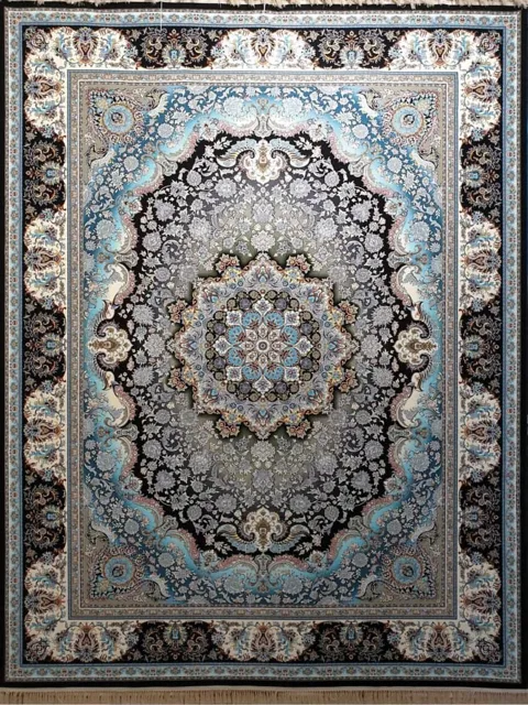فرش 1200 شانه نقشه شاهگل زمینه سرمه ای
