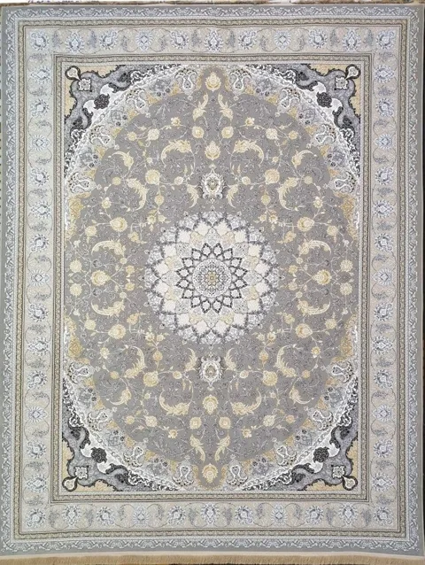 فرش 1200 شانه برجسته نقشه اصفهان زمینه نقره ای