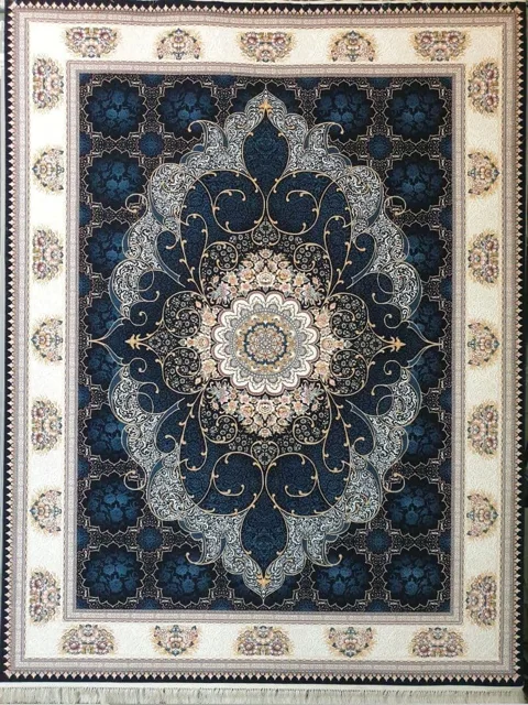 فرش 700 شانه برجسته نقشه چکاوک زمینه سرمه ای