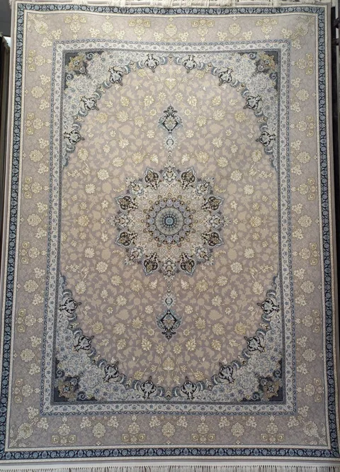 فرش 1200 شانه برجسته نقشه شمس زمینه نقره ای