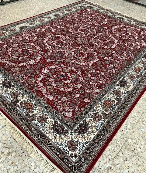 فرش 700 شانه نقشه افشان رز زمینه لاکی - پلی استر