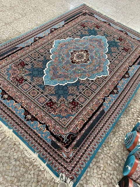 فرش 700 شانه نقشه آرتین زمینه آبی - پلی استر