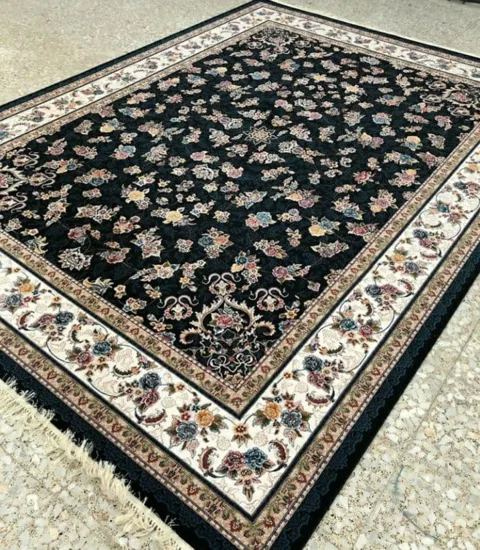 فرش 700 شانه نقشه افشان گیلدا زمینه سرمه ای - پلی استر