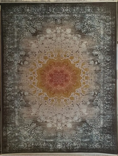 فرش 1200 شانه برجسته وینتیج نقشه اصفهان SZ زمینه نقره ای