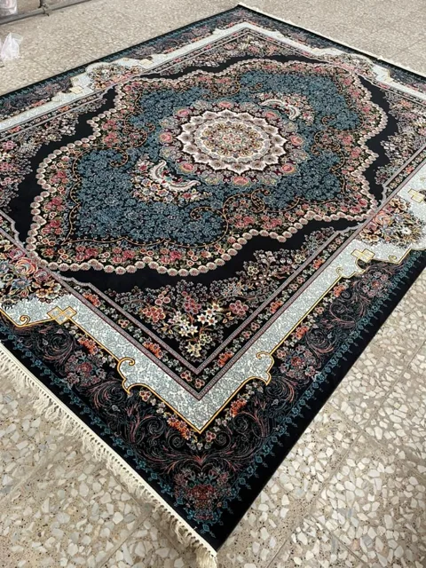فرش 700 شانه نقشه فرحناز زمینه سرمه ای