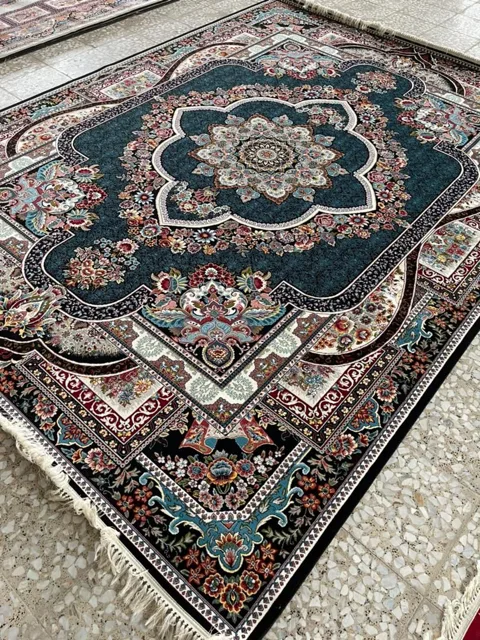 فرش 700 شانه نقشه قاب بهشت زمینه سرمه ای