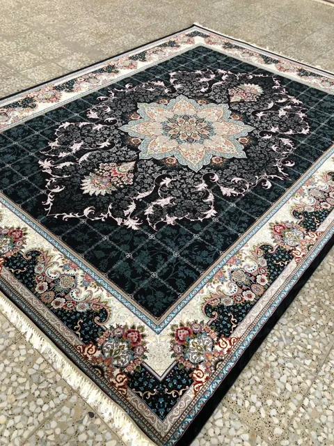 فرش 700 شانه نقشه هیوا زمینه سرمه ای