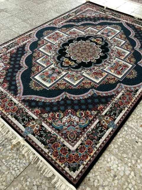 فرش 700 شانه نقشه ناردون زمینه سرمه ای