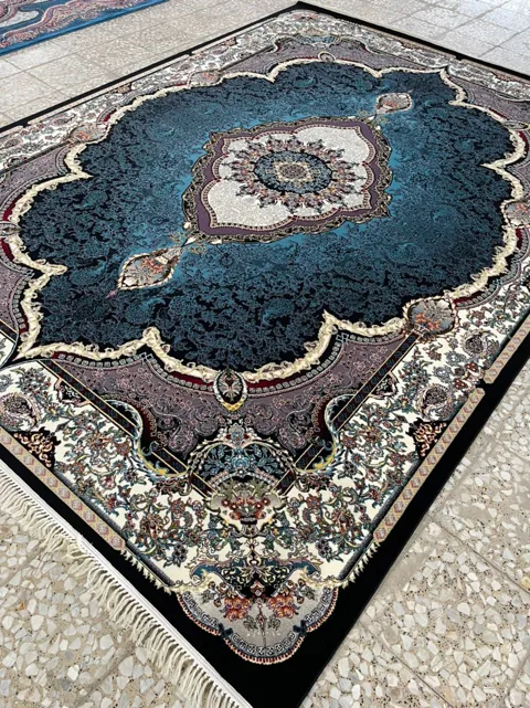 فرش 700 شانه نقشه تاج محل زمینه سرمه ای