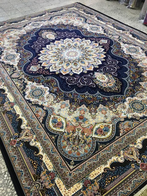 فرش 1000 شانه نقشه آریامهر زمینه سرمه ای