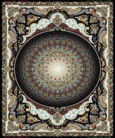 فرش 1000 شانه نقشه گنبد زمینه سرمه ای