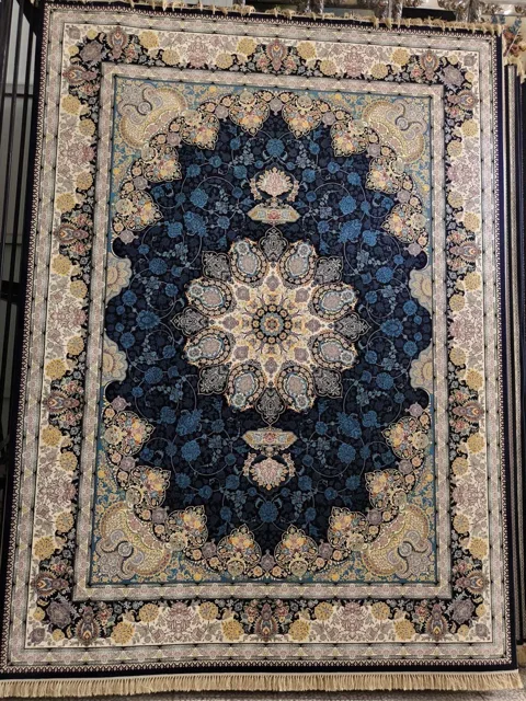 فرش 1000 شانه نقشه سروناز زمینه سرمه ای