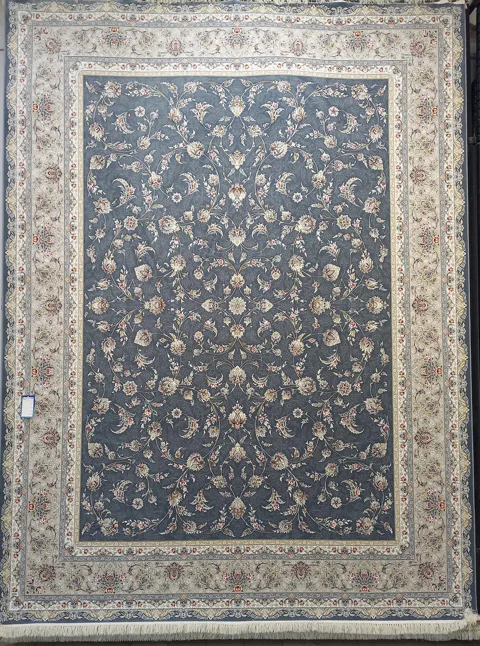 فرش 1200 شانه برجسته نقشه افشان کد R-104A زمینه آبی کاربنی