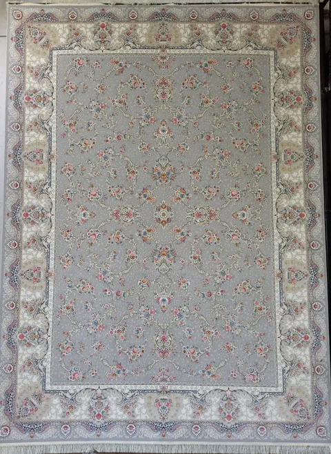 فرش 1200 شانه برجسته نقشه افشان زمینه طوسی کد R-105T