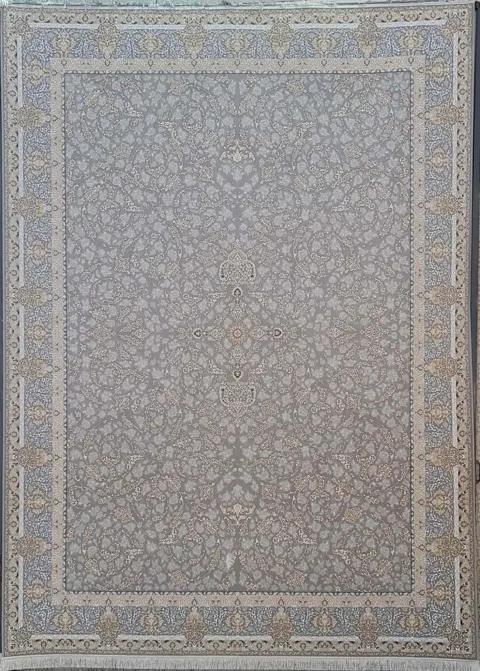 فرش 1500 شانه برجسته نقشه افشان زرگل زمینه فیلی