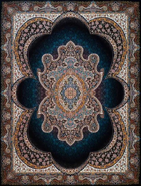 فرش 700 شانه نقشه مهبد زمینه سرمه ای