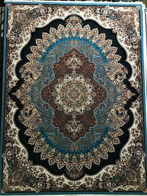 فرش 700 شانه نقشه ارکیده زمینه آبی