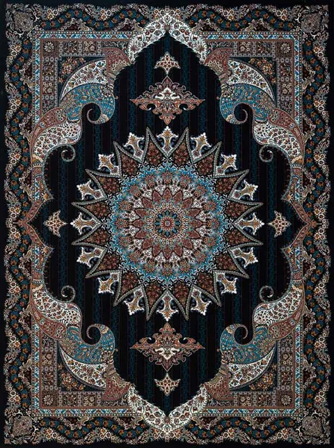 فرش 700 شانه نقشه پریماه زمینه سرمه ای