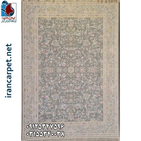 فرش 1500 شانه برجسته نقشه افشان دلسا زمینه ذغالی