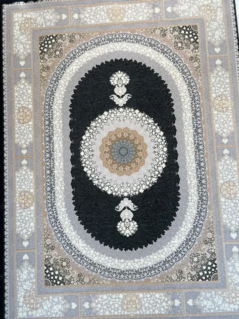 فرش 1200 شانه برجسته نقشه گردون زمینه دودی