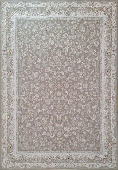 فرش 1200 شانه نقشه افشان شاهرخ زمینه نسکافه ای