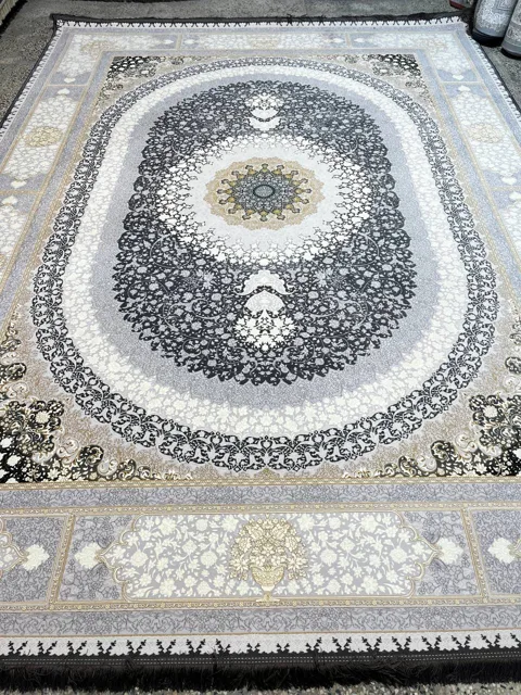 فرش 1200 شانه برجسته نقشه گردون زمینه ذغالی