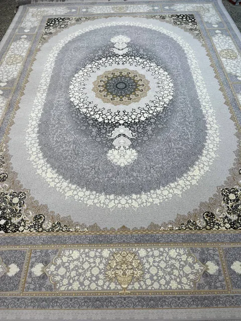 فرش 1200 شانه برجسته نقشه گردون زمینه نقره ای