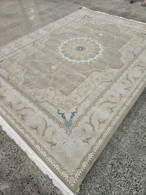 فرش 1200 شانه برجسته نقشه کایرا رنگ بژ از نمای نزدیک