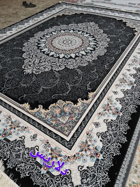 فرش 700 شانه نقشه دلاریس زمینه سرمه ای