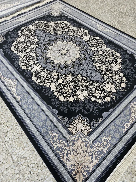فرش 700 شانه نقشه مهریس زمینه سرمه ای