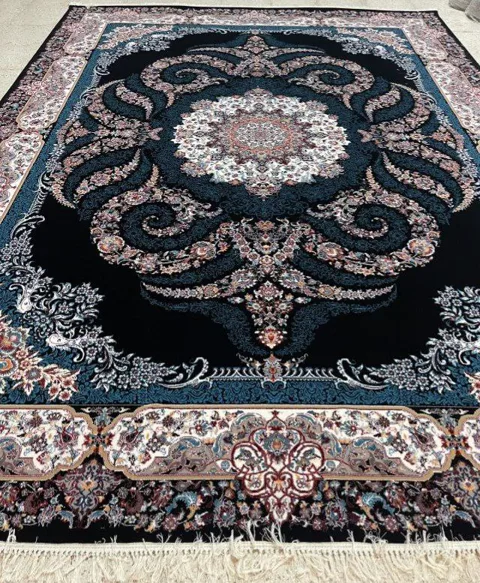 فرش 700 شانه نقشه مروا زمینه سرمه ای