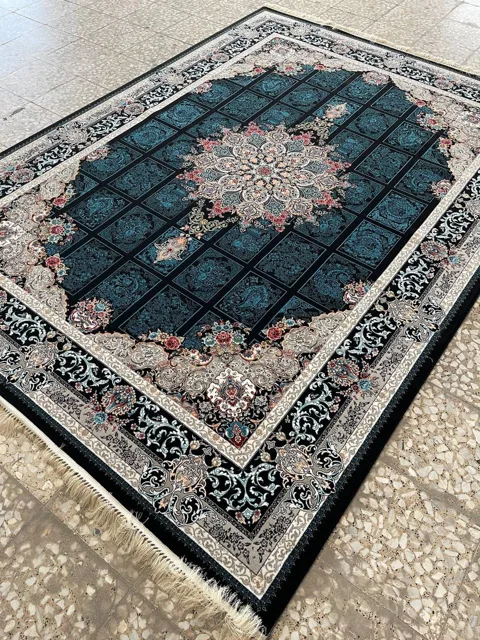 فرش 700 شانه نقشه رومیسا زمینه سرمه ای