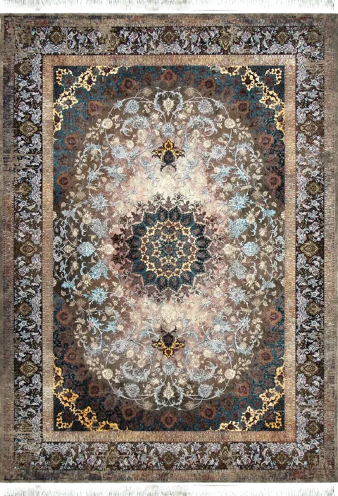 فرش 1500 شانه نقشه وینتیج روشا زمینه نسکافه ای