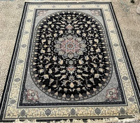 فرش 700 شانه نقشه ثمین زمینه سرمه ای